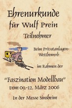 Teilnahmeurkunde Sinsheim 2006